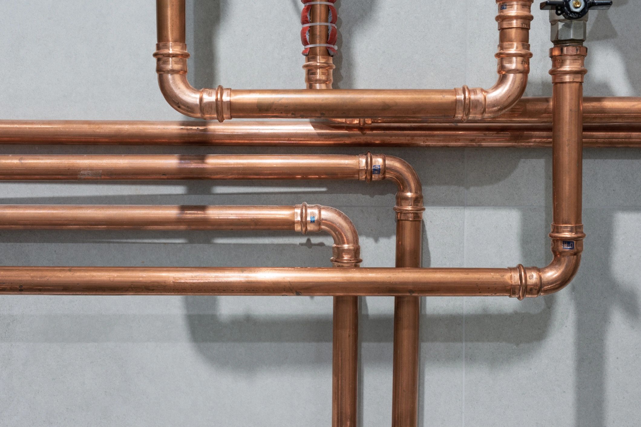 Copper plumbing pipes and fittings
